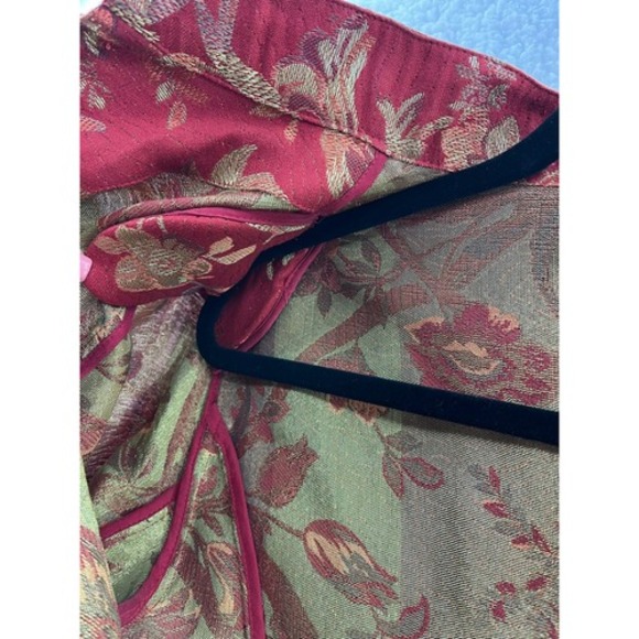 Chicos Red Gold Floral Brocade Mandarin Collar Jacket Blazer Women Size 1 - Picture 7 of 8